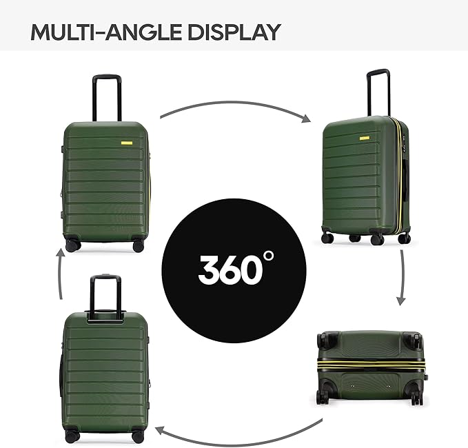 GinzaTravel ABS Luggage with TSA Locks,Large 28-Inch Expandable, and Friction-Resistant in dark green Spinner Suitcases