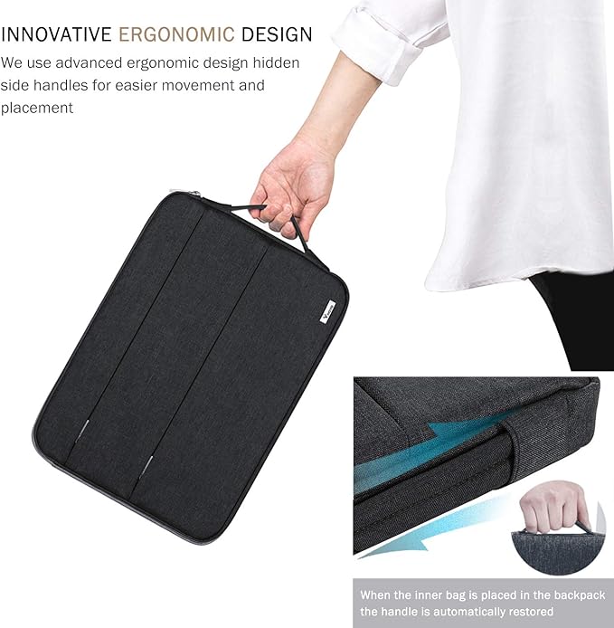 Voova 13 13.6 Inch Laptop Sleeve Case Compatible with MacBook Air 13 M1/M2/M3/M4 2020-2025, MacBook Pro 13/14, IPad Air/Pro 13, Waterproof Slim Computer Bag Cover with Handle, Black