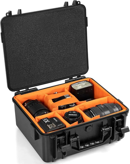 Protective Camera Case 11 X 9 X 5.7 Inch Shockproof Water-resistant with Adjustable Dividers (Can hold cameras, pistols, gear, equipment)