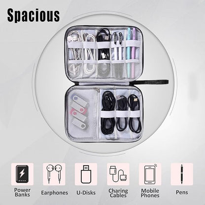 CILLA Travel Cord Organizer Case, Portable Waterproof Storage Bag for Charger, Cord, USB, Power Bank, Earphone, SD Card, Travel Essentials