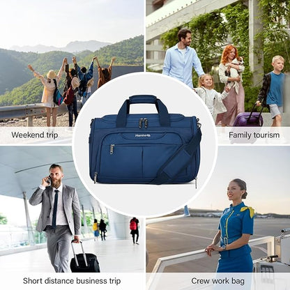 Hanke Carry On luggage Bags for Travel, Large Foldable Duffle Bag for Travel, Softside Lightweight Travel Bag Carry On Bags for Airplanes Women, Travel Tote Bags for Women Men.（Blue）