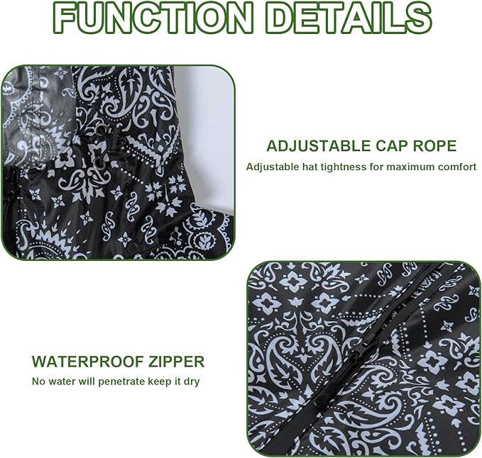 Hooded Rain Ponchos for Adult - Rain Coat and Rain Jacket with Waterproof Pocket and Zipper