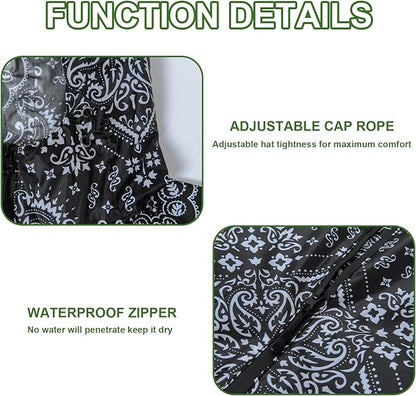Hooded Rain Ponchos for Adult - Rain Coat and Rain Jacket with Waterproof Pocket and Zipper