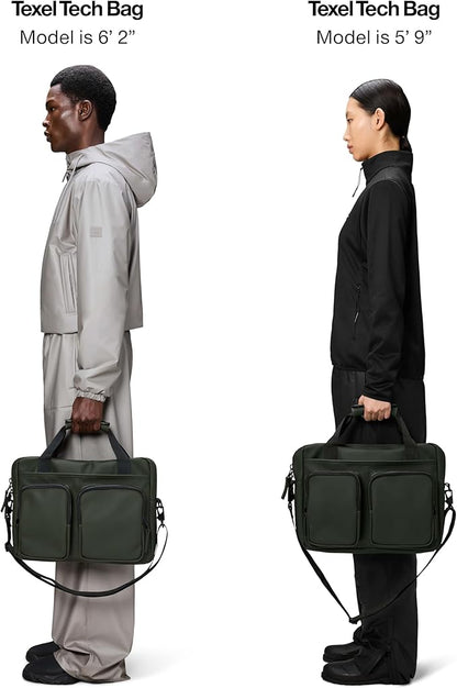 RAINS Texel Tech Bag - Green Waterproof Water Resistant Water Repellent Laptop Bag Unisex Commuter Travel Case 15" Computer Sleeve Tech Organizer - 2 Year Warranty