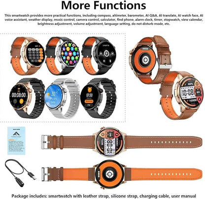 Smart Watch for Men Built-in GPS(Answer/Make Call/Text), 1.46" AI Smartwatch for Android Phones/iPhone, 100+ Sport Mode Fitness Tracker with Health/Sleep Monitor, Compass/Barometer/Altitude(2 Straps)