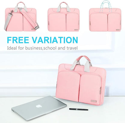 Lacdo 360° Protective Laptop Shoulder Bag, 16 inch Laptop Bag for 16 inch New MacBook Pro M4/M3/M2 /M1 Pro Max A3403 A3186 A2991 A2780 A2485 2024-2019, 15" Surface Laptop 7th Copilot+PC Computer, Pink
