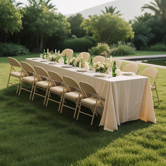 18 Pack Khaki Folding Chairs with Padded Cushion for Outside, Portable Stackable Commercial Metal Foldable Chairs with Steel Frame for Home Events Office Wedding Party, 350lbs Capacity