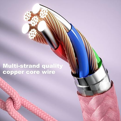 iPhone Charger 3 Pack 10FT USB A to Lightning Cables 90 Degree Charge Cable MFi Certified Nylon Braided Fast Charging Cord for iPhone 14/13/12/11/X/Max/8/7/6/6S/5/5S/SE/Plus/iPad