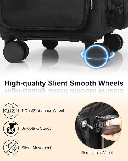 Relavel Rolling Makeup Case, 2 in 1 Hairstylist Traveling Bag Cosmetology Case on Wheels Large Hair Tools Cosmetics Train Case Makeup Artist Storage Organizer Trolley Suitcase with 360° Swivel Wheels