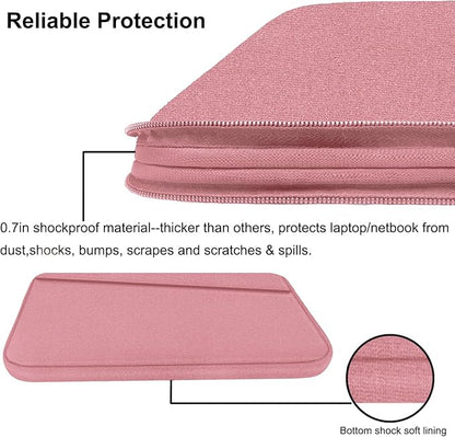 15.6 inch Laptop Case, Slim Computer Carrying Bag Protective Cover Briefcase with Front Pocket, Durable Laptop Sleeve for 15-16 Inch HP, Dell, Lenovo, Asus- Red Pink