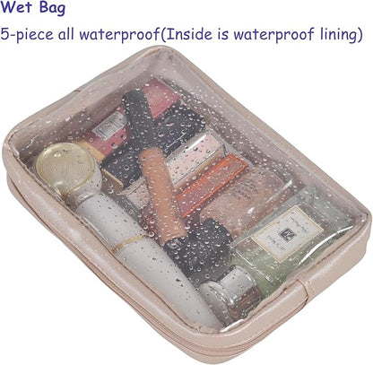 TSA Approved 5-Piece Diaper Bag Organizer Pouch Set Clear Waterproof TPU Kids Toiletry Storage Set Travel Packing Clutch Cube Bags for Baby Nursing