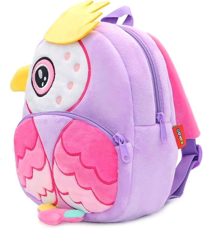 KISSOURBABY Backpack for Toddler Boys, Toddler Bookbag Girl Toys Bags(Owl purple