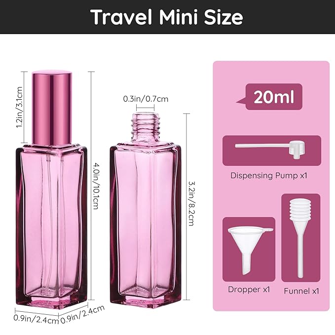 Segbeauty 2pcs Travel Perfume Bottle, 20ml Mini Perfume Refillable Bottle Empty, Portable Leakproof Glass Atomizer Sprayer for Perfume Cologne Fine Mist Sprayer Travel Kit Makeup Spray Bottles Set