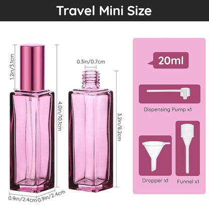 Segbeauty 2pcs Travel Perfume Bottle, 20ml Mini Perfume Refillable Bottle Empty, Portable Leakproof Glass Atomizer Sprayer for Perfume Cologne Fine Mist Sprayer Travel Kit Makeup Spray Bottles Set