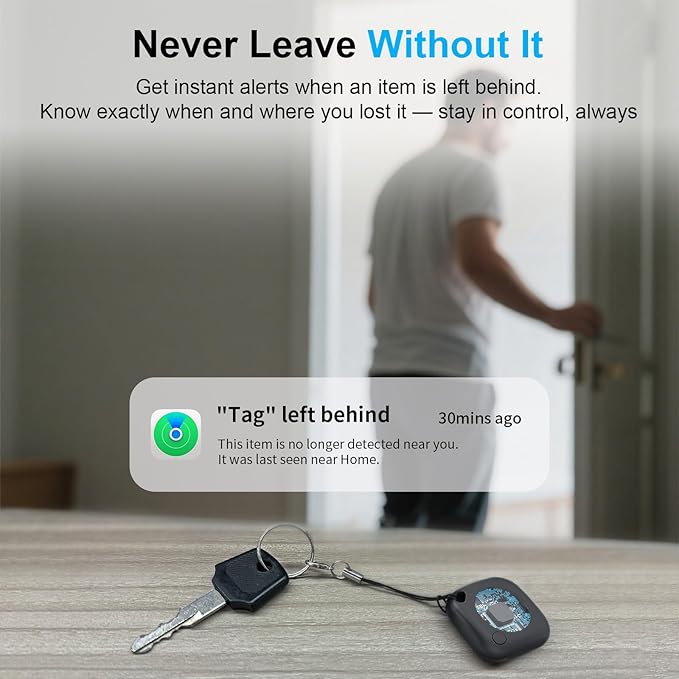 2 Packs Air Tracker Tags Compatible with Apple Find My (iOS Only), Bluetooth Tracker, Smart Keys Finder and Item Locator with Waterproof Case for Wallet Luggage Backpack 1B1W