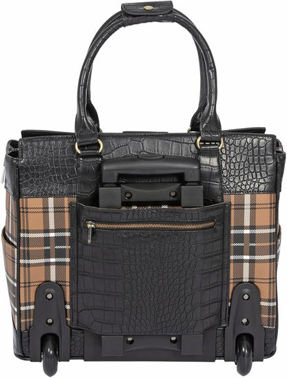 JKM & Company Rolling Laptop Bag for Women | Designer Wheeled Briefcase | Fits 13-17" Laptops | Office Travel Computer Case