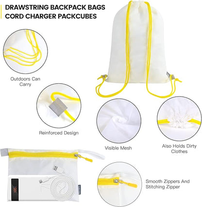 Lightweight Compression Packing Cubes for Suitcases, Compressible Expandable Travel Packing Organizer with Clear Toiletries and Backpack Bag, Travel Essentials for Carry on Luggage 7 Set
