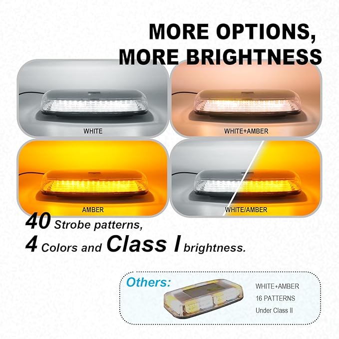 Agrieyes APP Control Mini Strobe Light Bar Rechargeable, Magnetic Amber/White LED Beacon Light, Wireless Emergency Light for Vehicles, Trucks, Tractor, Golf Cart