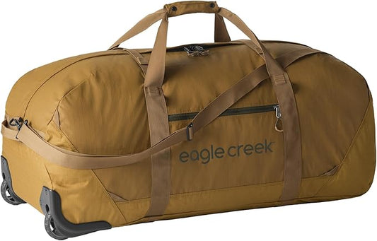 Eagle Creek No Matter What Rolling Duffel - Durable Rolling Bag for Travel - Adjustable Shoulder Strap - Heavy Duty Wheels - Lockable Zippers - Multiple Carry Options - 130L - Safari Brown