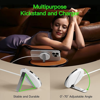 2025 Apple 15W Mag-Safe Charger 2Pack 5FT Magnetic Wireless Charger with 20W Fast Charging Block Compatible with iPhone17/16/15/14/13/12 Series AirPods 4/3/2/Pro/for iPhone Wireless Charger Stand
