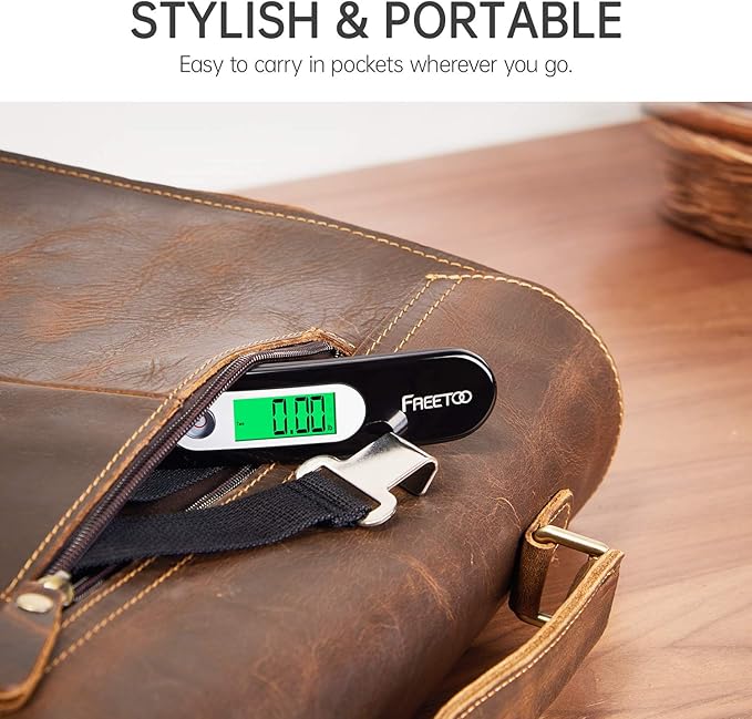 FREETOO Luggage Scale Portable Digital Hanging Scale for Travel, Suitcase Weight Scale with Superior Piano Lacquer 110 Lb/ 50Kg Capacity, Battery Included