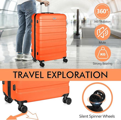 AnyZip Luggage PC ABS Hardside Lightweight Suitcase with 4 Universal Wheels TSA Lock Checked-Large 28 Inch Orange