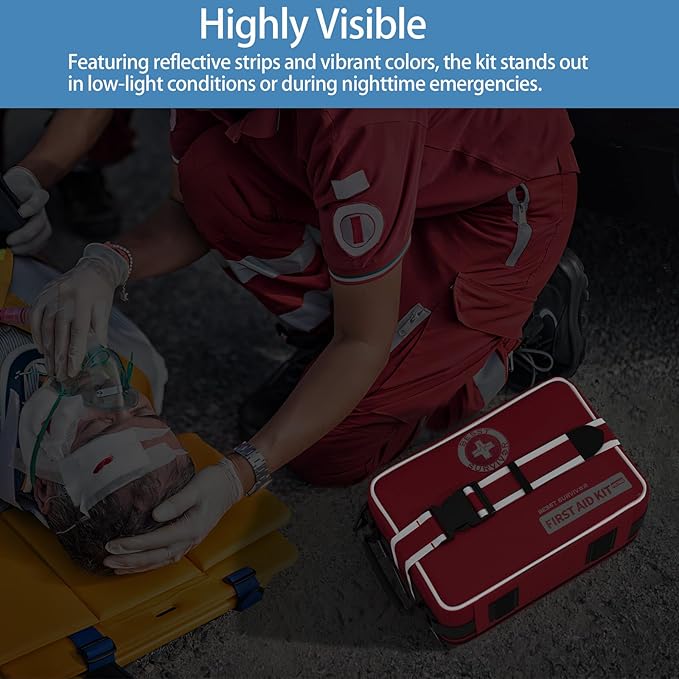 401 Piece First Aid Kit with Chest Seals -Labeled, Expandable & Mountable, Emergency Medical Kit for Home, Car, Camping & Outdoor, Waterproof Trauma Kits with Labeled Compartments