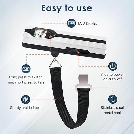 Battery-Free Luggage Scale, Travel Essentials, Portable Handheld Suitcase Weight Scale for for Travel Accessories, 110lbs/50kg