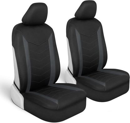 Motor Trend (2) Car Seat Covers for Front Seats with (2) Trimmable Car Floor Mats – Universal Fit Auto Accessories for Cars, Trucks, SUVs, Vans – Interior Protection and Vehicle Interior Shield Combo
