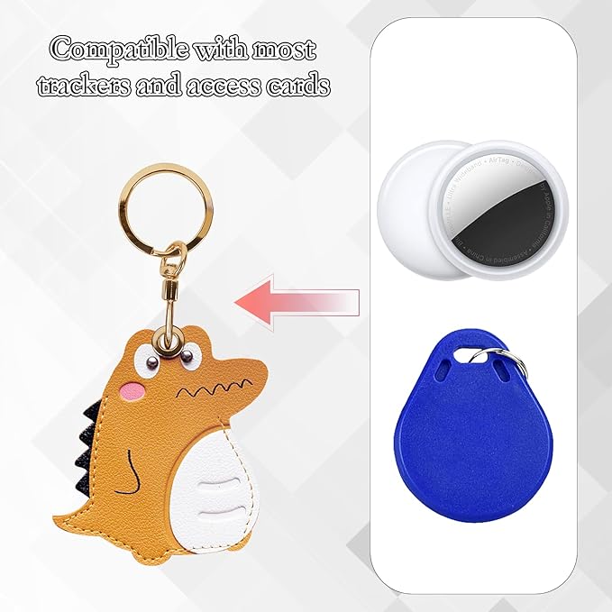 Leather Keychain Case Holder Compatible with Apple AirTag, GPS Airtag Keychain Finder Tracker with Key Ring, Anti-Scratch Protective Air Tag Cover