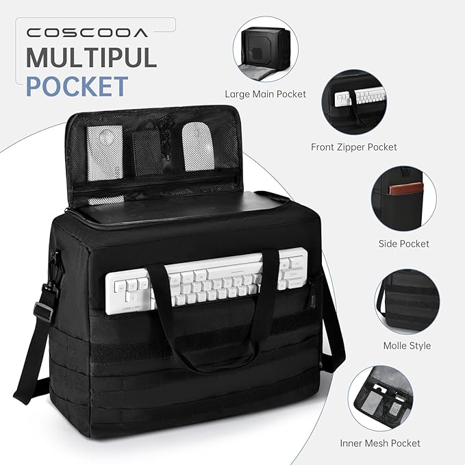 Micro Desktop Gaming Computer Tower PC Chassis Carrying Case Travel Storage Bag for Keyboard Mouse Accessories,Travel Bag 18x14x8 inch compatible with Mini Matx PC Case