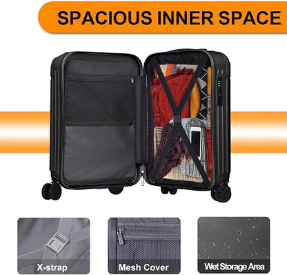 Krute Carry on Luggage 20 inch Suitcases with Spinner Wheels PC+ABS Airline Approved Hard Side Luggages with TSA Lock