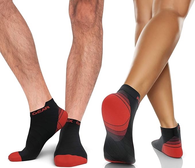 Physix Gear Short Compression Socks for Men & Women - Best Low Compression Socks Women & Men Ankle Socks with Arch Support