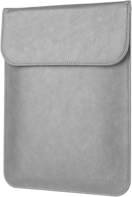 Allinside 13 inch Laptop Sleeve Case for MacBook Air 13 2018-2025/MacBook Pro 13 2016-2022, Waterproof PU Leather Laptop Sleeve Bag Protective Vertical Case Cover, Gray