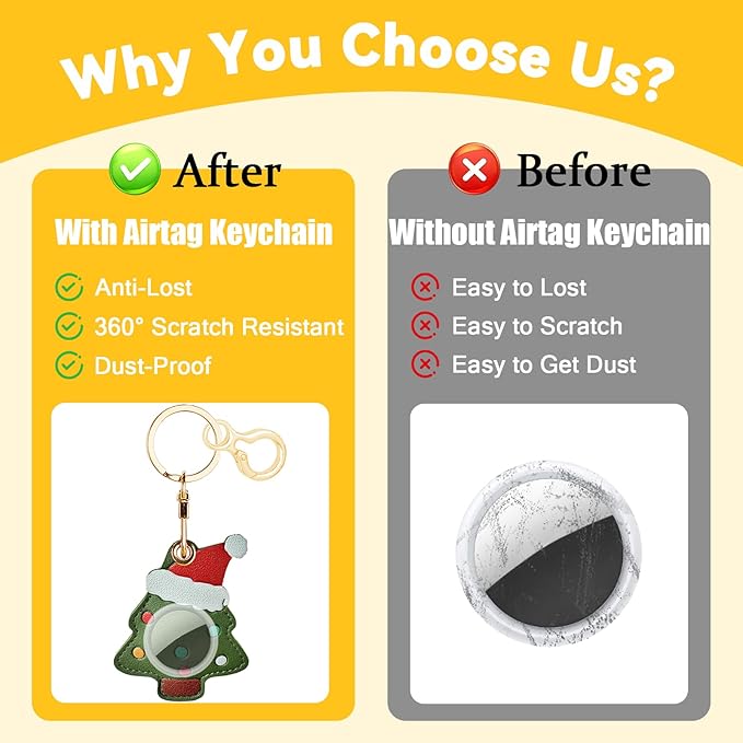 Leather Keychain for Airtag, Cute Protective Keychain Holder Compatible with Apple Air Tag,GPS Item Tracker Case Cover for Keys,Bags,Pets,Luggage(Tree)