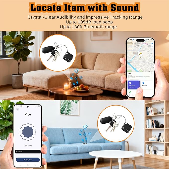 2025 New Android Air Tracker Tags-4 Pack for Both iOS & Android Phones, Dual System Bluetooth Tracker Compatible with Apple Find My (iOS) & Google Find Hub (Android) Device for Luggage, Keys, Backpack
