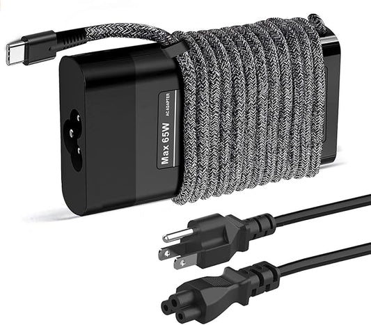 New Slim for HP 65W Laptop Charger USB C,Replacement for HP Envy X360,Spectre X360,Elitebook x360,HP Computer Chromebook,Zbook,Elite x2,ProBook,Pavilion Travel Type C Power Cord Ac Adapter