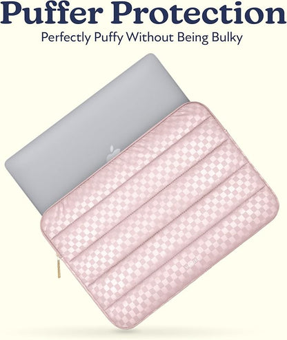 Vandel Puffy Laptop Sleeve Case, 13-14 inch Laptop Sleeve Bag Case 13.3 Inch, Compatible with MacBook Air/Pro 13 / Pro 14, iPad Pro 12.9, HP Dell ASUS, Cute Checker Mac Book Computer Bag Cover