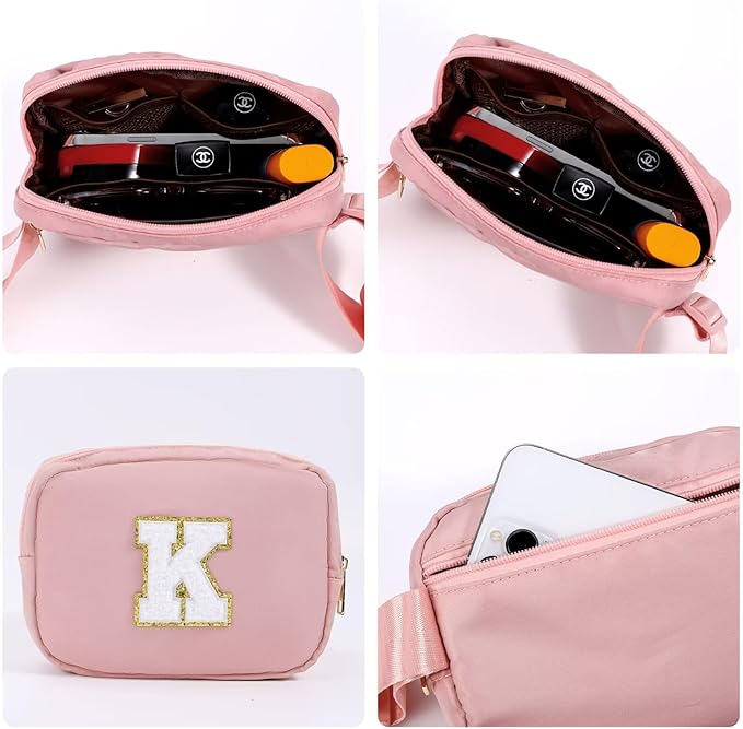 YOOLIFE Teacher Appreciation Gifts for Women - Gifts for Teacher, Teacher Retirement Gifts for Women Teacher Bag Teacher Gifts from Students, Initial Crossbody Bag Belt Bag, Pink T