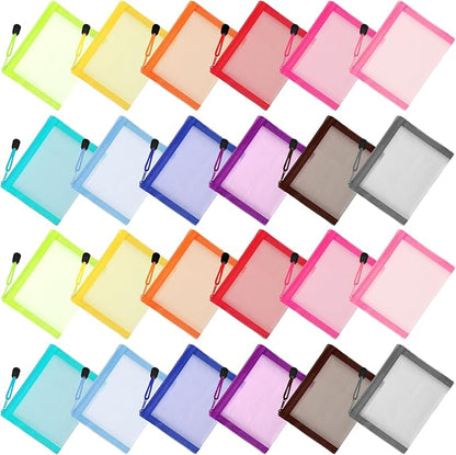 Jexine 24 Pcs Mini Zipper Mesh Bags Lipstick Cosmetic Accessories Organizer Nylon Makeup Zipper Pouch Small Cosmetic Bag for Purse Beauty Mesh Travel Pouch for Women(5 x 4 Inch,Vivid Color)