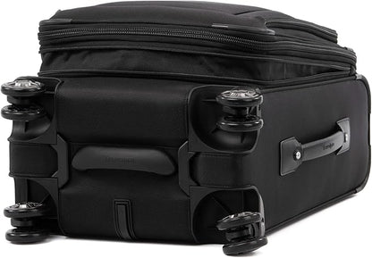 Travelpro Platinum Elite Softside Expandable Carry on Luggage, 8 Wheel Spinner Suitcase, USB Port, Laptop and Tablet Sleeves, Men and Women, Shadow Black, Carry On 20-Inch