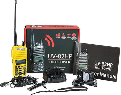 BaoFeng UV-82HP (Yellow) High Power Dual Band Radio: 136-174mhz (VHF) 400-520mhz (UHF) Amateur (Ham) Portable Two-Way