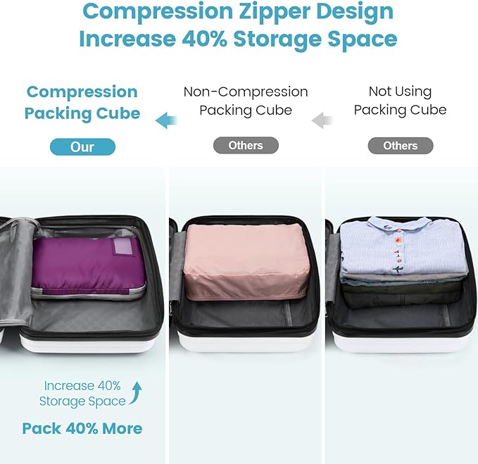 Cambond Compression Packing Cubes for Travel Women - Expandable Travel Bags Luggage Organizers Travel Essentials Compression Cubes for Travel Carry on Suitcases Organizer