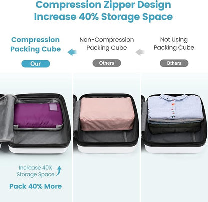 Cambond Compression Packing Cubes for Travel Women - Expandable Travel Bags Luggage Organizers Travel Essentials Compression Cubes for Travel Carry on Suitcases Organizer