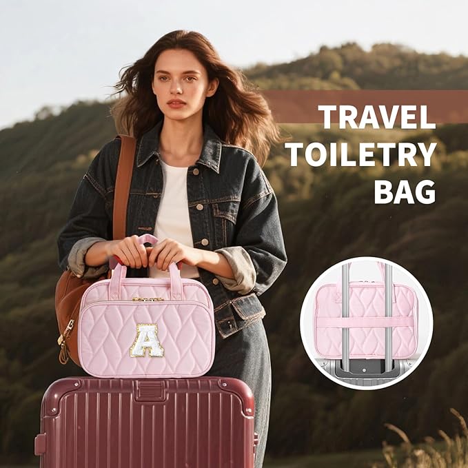 YOOLIFE Travel Toiletry Bag for Women - Hanging Toiletry Bag Makeup Bag, Portable Toiletries Cosmetic Bag, Airplane Travel Essentials Black - K