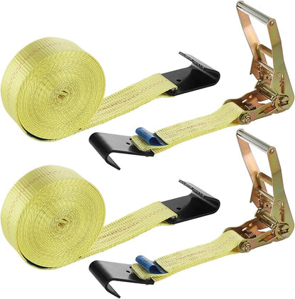 2 Pack 2 Inch Ratchet Straps Heavy Duty 20ft Tie Down Straps Ratchet Flat Hook, 10000 LBS Break Strength, Cargo Ratchet Strap for Moving, Truck, Trailers, Motorcycles, Kayaks, Car Roof