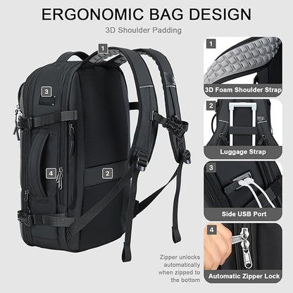 SOAEON Vacuum Backpack with Pump,Waterproof Underseat Carry on Bag with Vacuum Seal Compression Backpack for Airplane