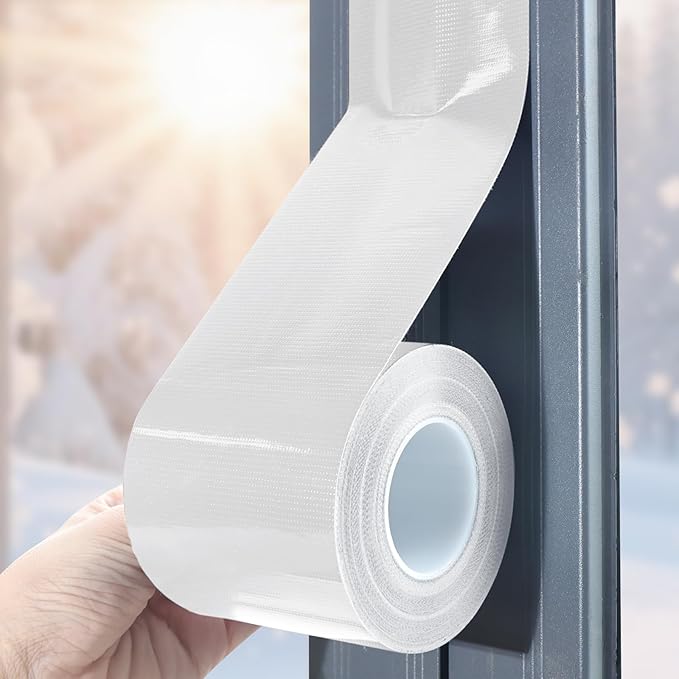 Birllaid White Window Weather Sealing Tape, Window Insulation Air Conditioner Seal Tape, 3 Inch x 65 FT Waterproof Blocker for Cold Heat Air, Windproof, No Residue Strong adheisve