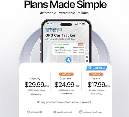 Brickhouse Security GPS Car Tracker - Hidden Tracker for Vehicles - Long Lasting Battery 140-Day LTE GPS Tracking Device for Vehicles with Magnetic Case & Extended Battery - Subscription Required
