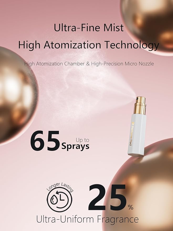 Perfume Pod Refillable Perfume Atomizer, Bottom Filling Fragrances Perfume Bottle, Mini Cologne Dispenser, Travel sized, Portable Sprayer for Women Men, Gift (FLORA01, WHITE)